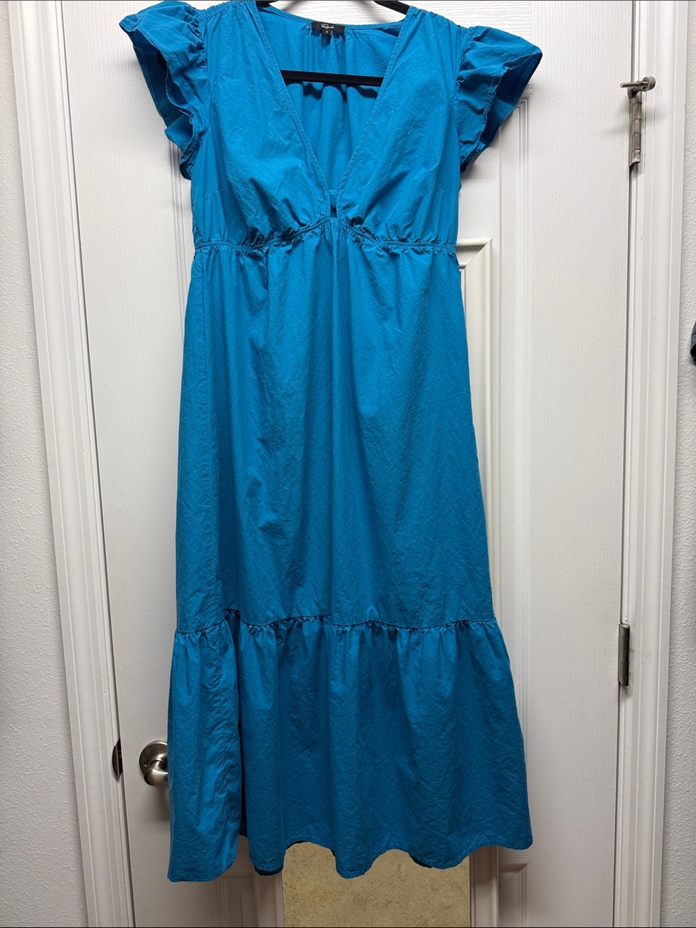 Rails Teal V-Neck Flutter Sleeve Maxi Dress